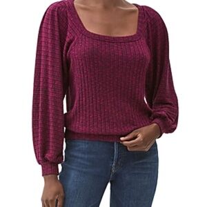 Michael Stars Polly Square Neck Knit Top Fuchsia Size M Evereve